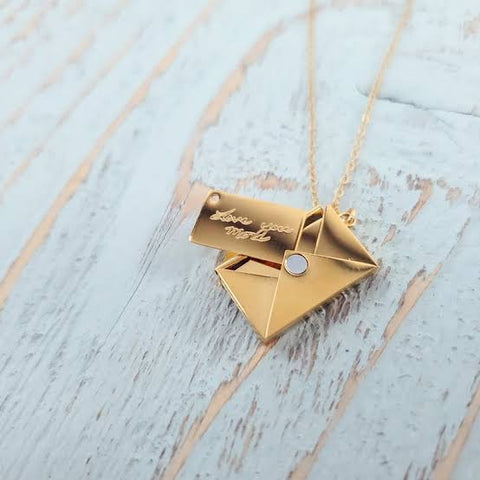 Envelope Necklace Love Letter Inside With Name Engraved