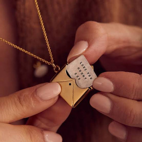 Envelope Necklace Love Letter Inside With Name Engraved
