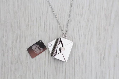 Envelope Necklace Love Letter Inside With Name Engraved