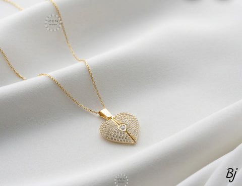 Custom Heart & Wing Pendant Necklace – Gold & Silver