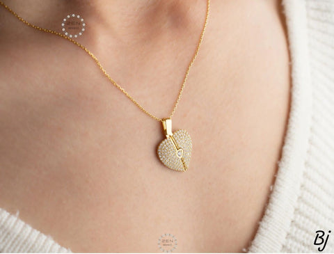 Custom Heart & Wing Pendant Necklace – Gold & Silver