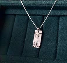 Photo Necklace with Engraved Half Face