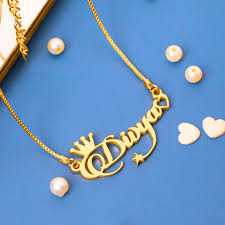 Customized Crown & Heart Style Name Necklace