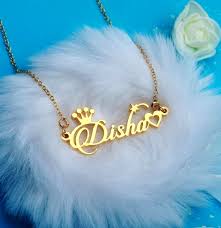 Customized Crown & Heart Style Name Necklace