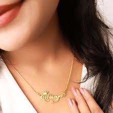 Customized Crown & Heart Style Name Necklace