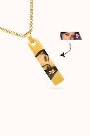 Photo Necklace with Engraved Half Face